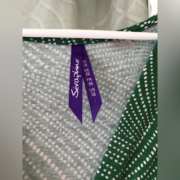 Seraphine size US 10 maternity, nursing dress in EUC, Green with white pattern. - Picture 5 of 7